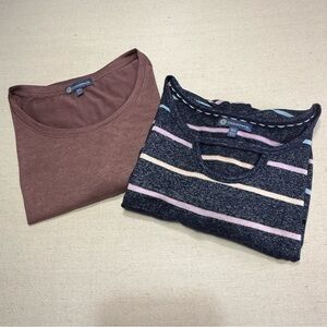 Democracy Women’s Mauve Top & Navy Stripe Tops - 2-Pack - Size XL